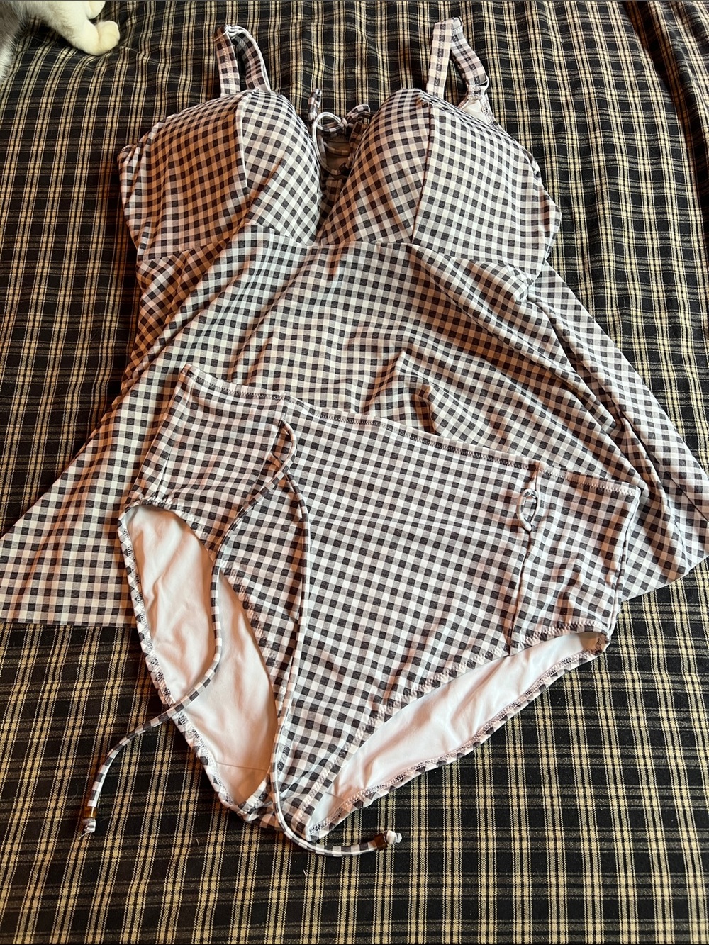 Elomi Black and White Gingham Swim Top